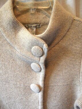 Womens Jillian Jones Lambswool Angora 3/4 Sleeve Beige Light Taupe Sweater Large